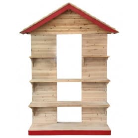 Etagère chalet en bois 180x50x240cm - Kabane - Décoration - Mobilier - Grossiste