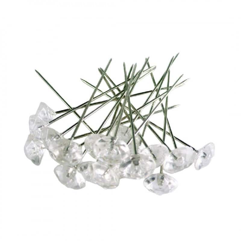 Boite d'épingles diamants transparentes 3 tailles