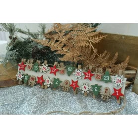Calendrier de l'avent guirlande à pinces - Boby - Décoration - Grossiste