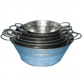Coupe ronde à anses en zinc - Basil - Contenants - Grossiste