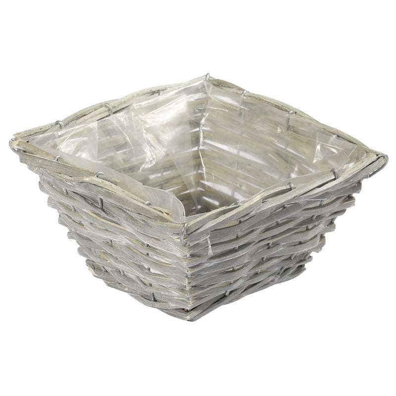 Panier carré vannerie gris Souvenir - grossiste fleuriste Panier carré vannerie gris Souvenir - grossiste fleuriste