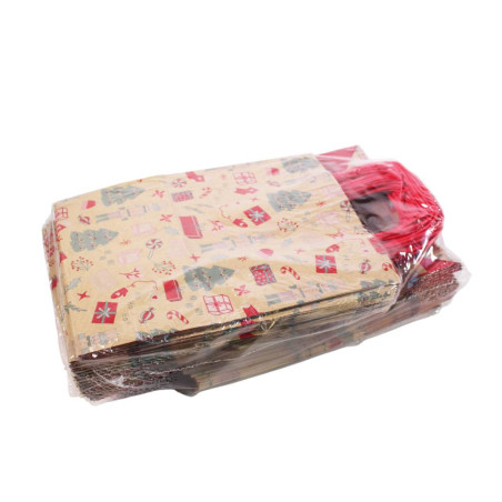 Paquet de 50 sacs en kraft décoré 2 tailles - Noella - Emballage - Grossiste