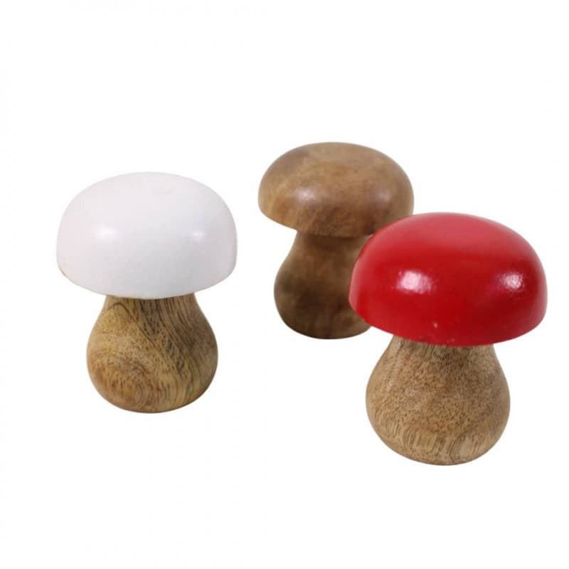 Boite de 30 champignons en bois (assortiment 3 couleurs) - Toad - Décoration - Grossiste Boite de 30 champignons en bois (assortiment 3 couleurs) - Toad - Décoration - Grossiste