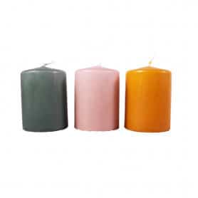 Paquet de 12 bougies cylindre (assortiment 3 couleurs) - Grossiste