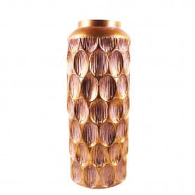 Vase cylindre en métal martelé H. 54cm - Lumière d'or - Contenants - Mariage - Grossiste
