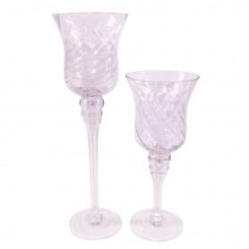 Vase en verre sur pied 2 tailles - Torsade - Verrerie - Grossiste