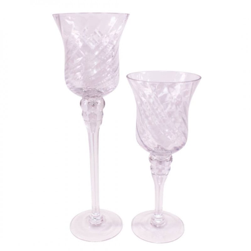 Vase en verre sur pied 2 tailles - Torsade - Verrerie - Grossiste Vase en verre sur pied 2 tailles - Torsade - Verrerie - Grossiste