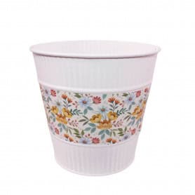 Cache-pot en zinc avec frise florale 2 tailles - Brindille - Contenant - Grossiste