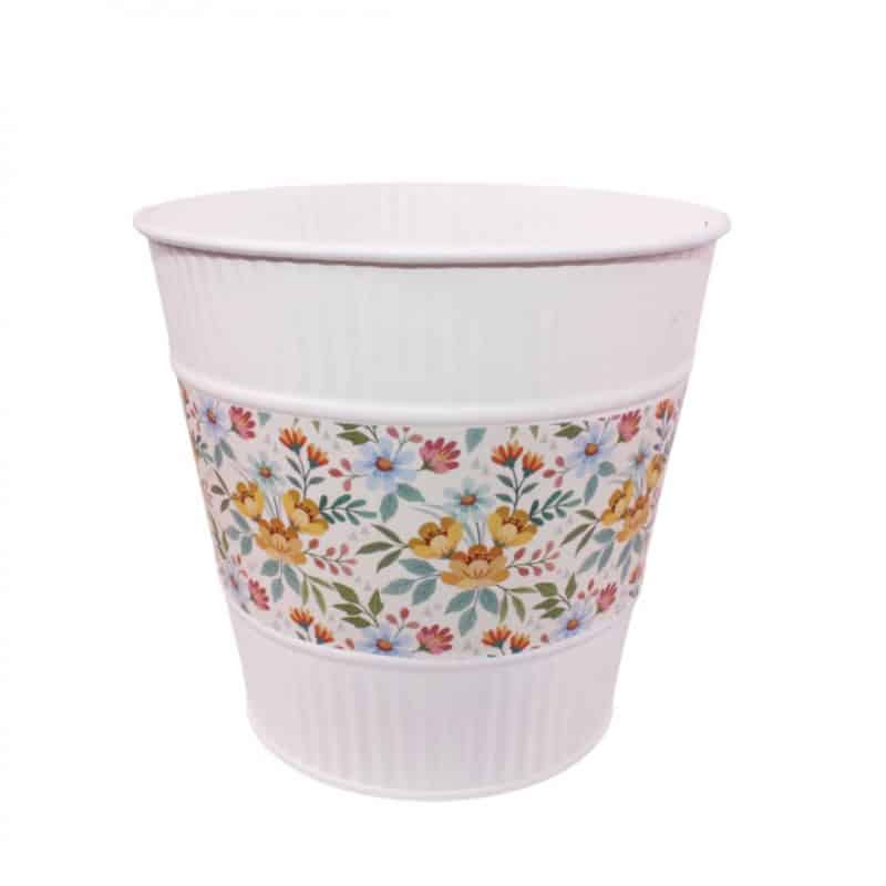 Cache-pot en zinc avec frise florale 2 tailles - Brindille - Contenant - Grossiste Cache-pot en zinc avec frise florale 2 tailles - Brindille - Contenant - Grossiste