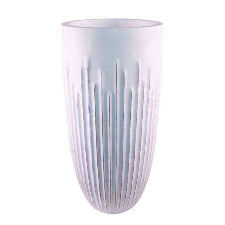 Vase strié en résine 2 tailles - Lumineux - Contenant - Grossiste
