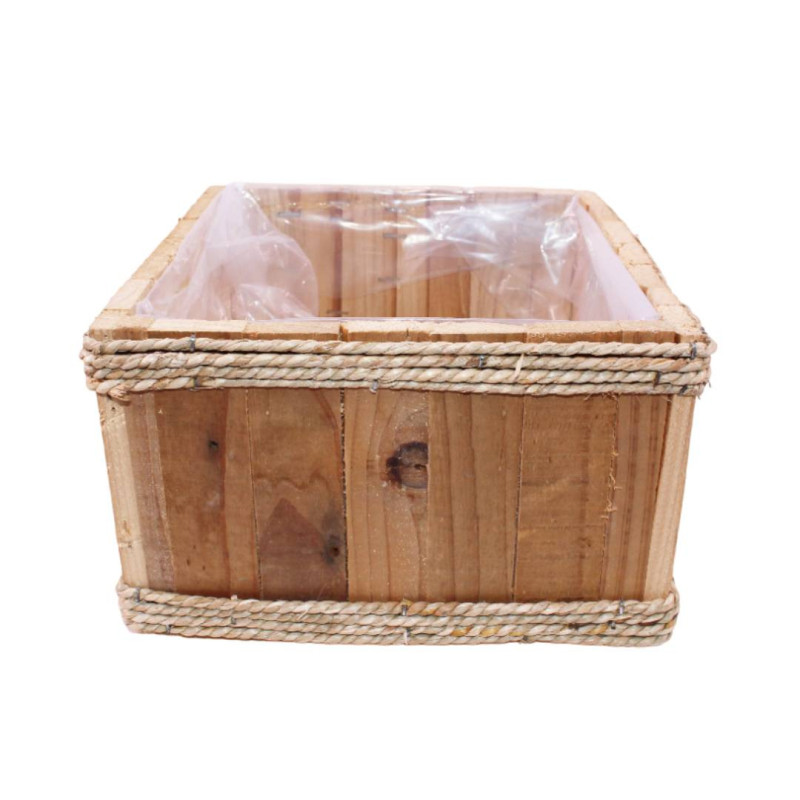 Cache-pot en bois et corde 3 formes - Aube - Contenant - Grossiste