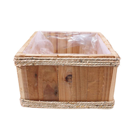 Cache-pot en bois et corde 3 formes - Aube - Contenant - Grossiste