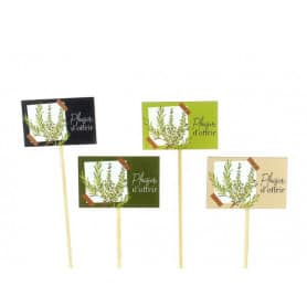 Paquet de 12 piques "plaisir d'offrir" (assortiment 4 couleurs) - Romarin - Fournitures fleuristes