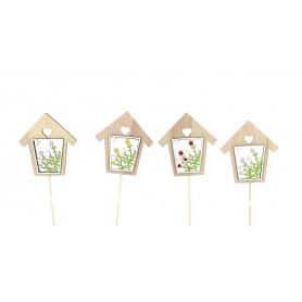 Paquet de 12 piques (assortiment 4 modèles) - Maisonette - Fournitures fleuristes