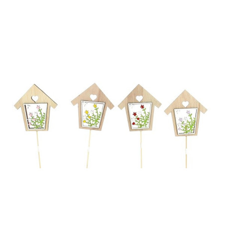 Paquet de 12 piques (assortiment 4 modèles) - Maisonette - Fournitures fleuristes