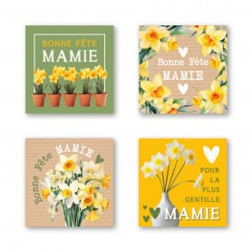 Rouleau de 500 étiquettes adhésives "bonne fête mamie" - Jedda - Emballage fleuristes