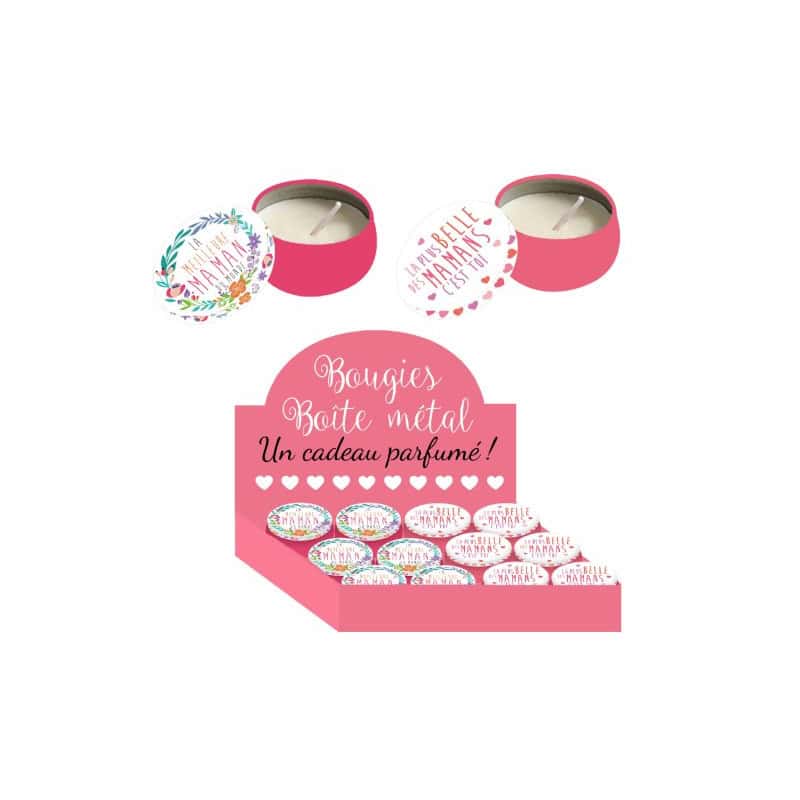 Bougie parfumée dans boite métal (assortiment 2 modèles) - Panjo - Grossiste Bougie parfumée dans boite métal (assortiment 2 modèles) - Panjo - Grossiste