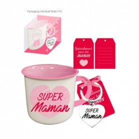 Mug avec porte clé - Super maman - Décoration - Cadeaux - Grossiste