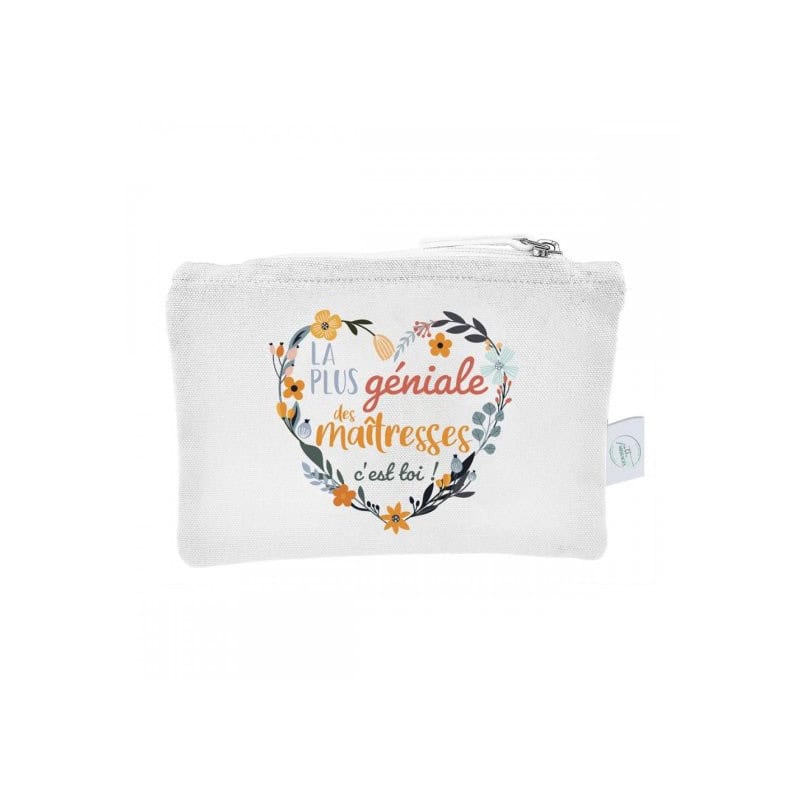 Pochette "maitresse géniale" - Floral - Cadeaux - Grossiste Pochette "maitresse géniale" - Floral - Cadeaux - Grossiste