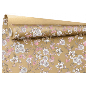 Rouleau de kraft imprimé floral 0.80x25M - Birdy - Emballage grossiste fleuriste