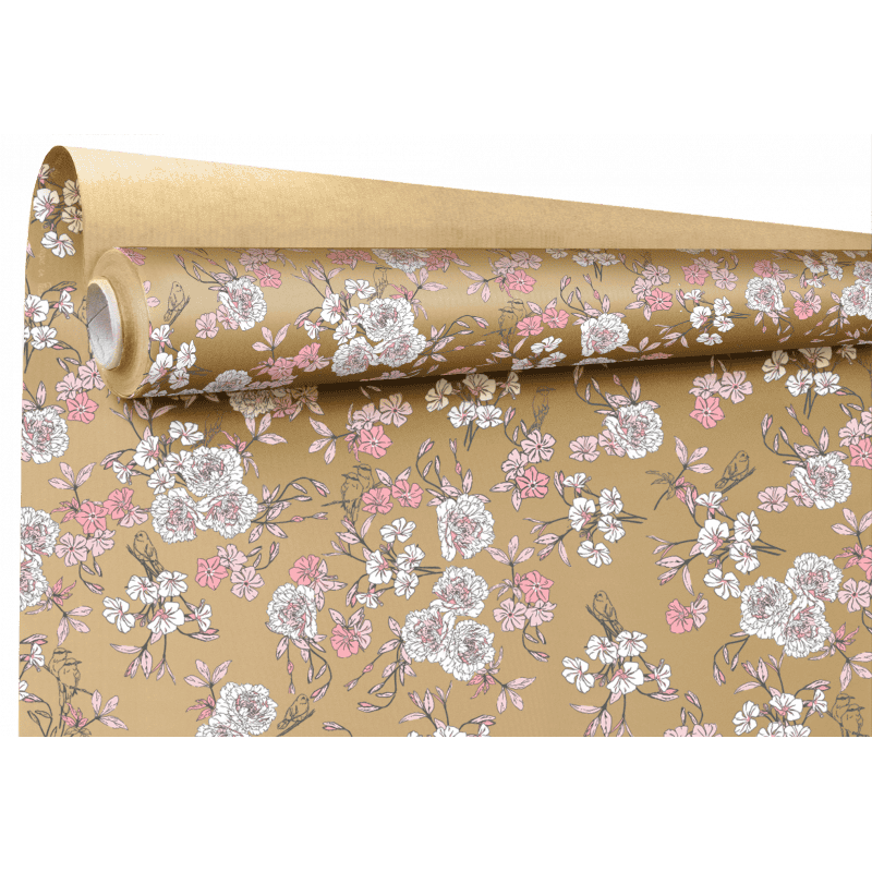 Rouleau de kraft imprimé floral 0.80x25M - Birdy - Emballage grossiste fleuriste Rouleau de kraft imprimé floral 0.80x25M - Birdy - Emballage grossiste fleuriste