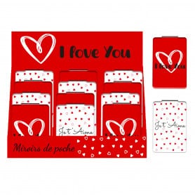 Ensemble de 12 miroirs "je t'aime" (assortiment 2 modèles) - Ily - Cadeau grossiste