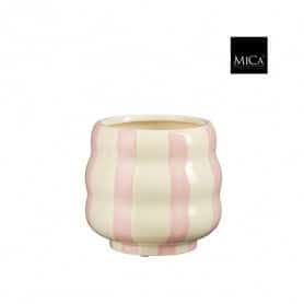 Cache-pot fantaisie rayé rose D. 15.5cm - Polly - Contenants - Grossiste fleuriste