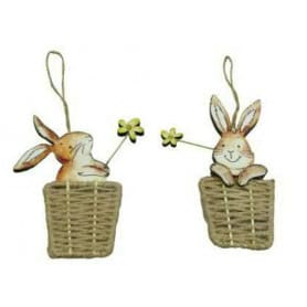 Ensemble de 2 lapins en jute à suspendre - Speedy - Grossiste décoration