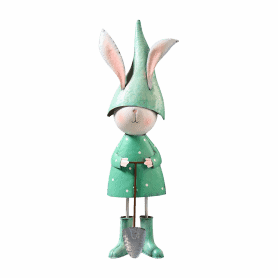 Lapin en métal vert et blanc 2 modèles - Frisbee - Grossiste decoration