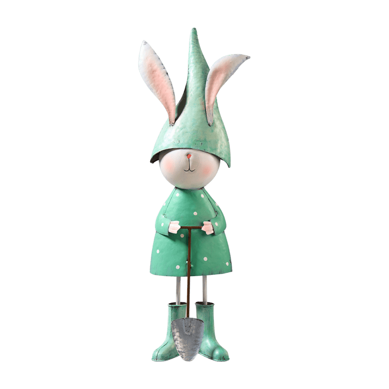 Lapin en métal vert et blanc 2 modèles - Frisbee - Grossiste decoration Lapin en métal vert et blanc 2 modèles - Frisbee - Grossiste decoration