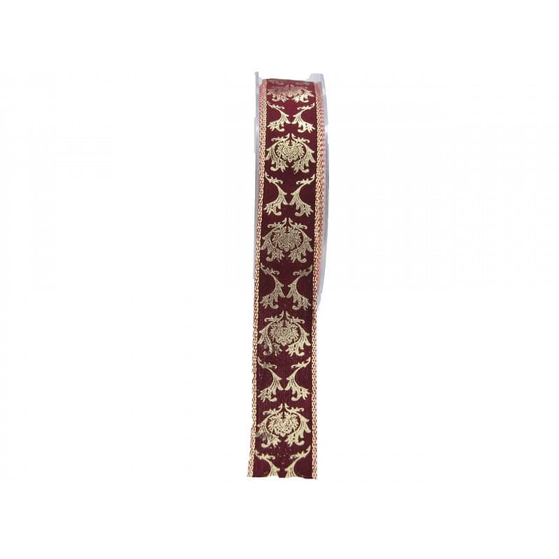 Ruban Barock 20m x 25 mm - rouge - grossiste noël