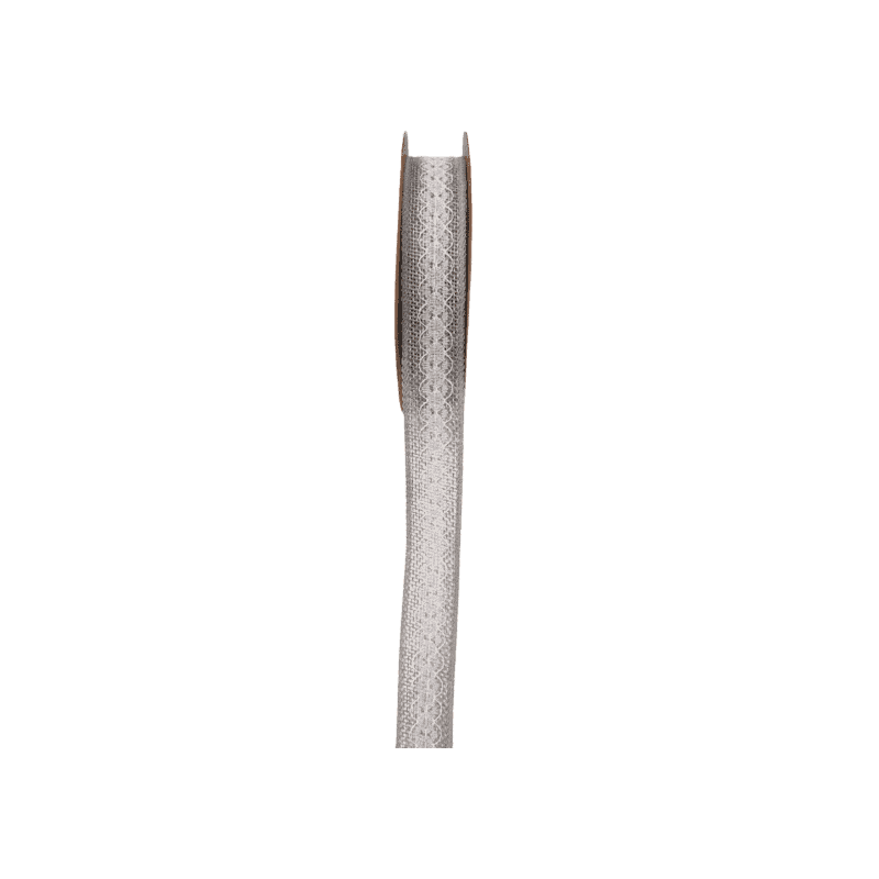 Ruban jute et dentelle Sophy - gris - grossiste ruban fleuriste Ruban jute et dentelle Sophy - gris - grossiste ruban fleuriste