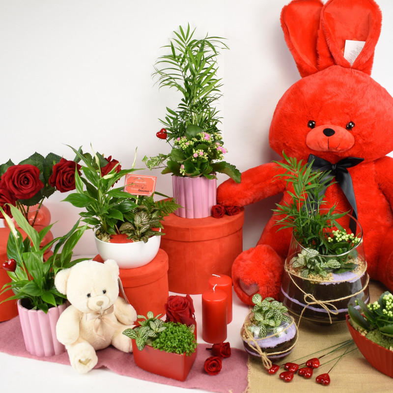 Lapin cœur brodé 60cm - Oswald - Décoration grossiste