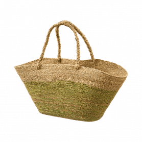 Panier en osier avec poignée 2 couleurs - Marché - Grossiste décoration
