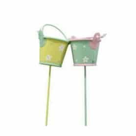 Sachet de 3 pics seaux en métal (assortiment 3 couleurs) - Hoggar - Grossiste fournitures fleuriste
