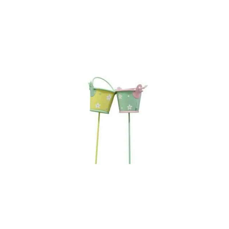 Sachet de 3 pics seaux en métal (assortiment 3 couleurs) - Hoggar - Grossiste fournitures fleuriste