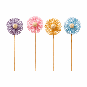 Sachet de 4 pics fleurs en papier (assortiment 4 couleurs) - Simien - Grossiste fournitures fleuriste