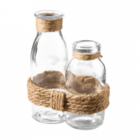Ensemble de vases en verre/corde 3 modèles - Renoso - Grossiste verrerie