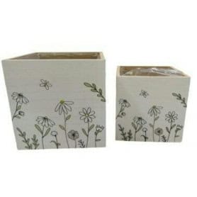 Ensemble de 2 cache-pots en bois - Amboise - Grossiste contenant fleuriste