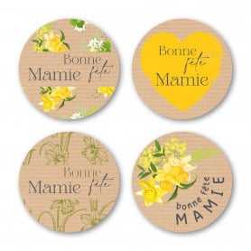 Rouleau de 500 étiquettes "bonne fête mamie" - Mima - Grossiste fournitures fleuristes