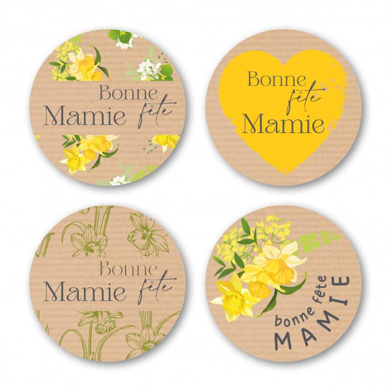 Rouleau de 500 étiquettes "bonne fête mamie" - Mima - Grossiste fournitures fleuristes