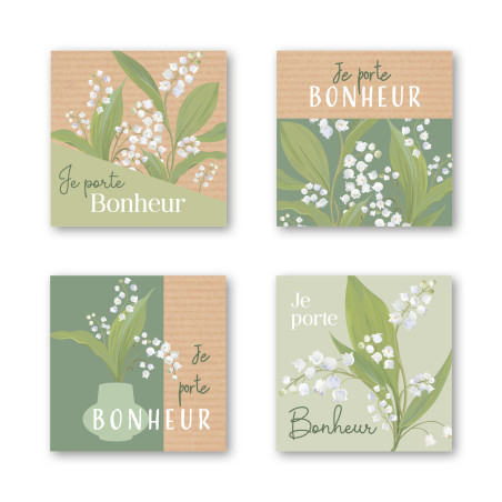 Rouleau de 500 étiquettes "porte bonheur" - Lilia - Grossiste accessoires emballage