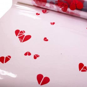 Rouleau de polypro imprimé cœur rouge 35µ 0.80x120M - Charming - Grossiste emballage