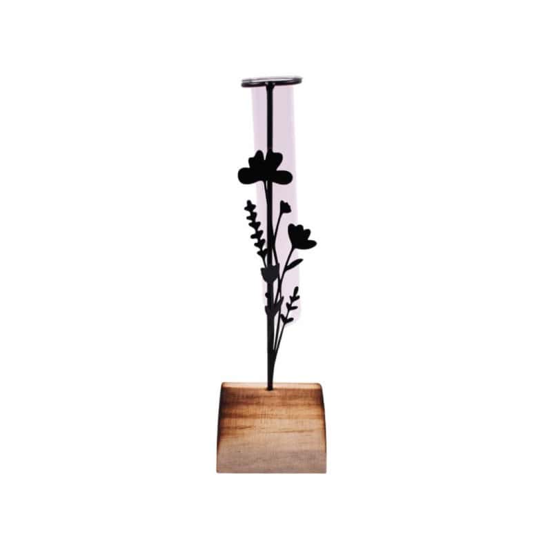 Eprouvette tube dans un support fleur en métal - Verdo - Verrerie - Grossiste Eprouvette tube dans un support fleur en métal - Verdo - Verrerie - Grossiste