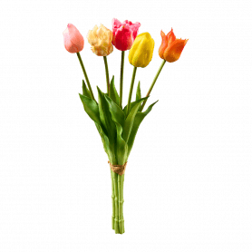 Bouquet de 5 tulipes de différentes couleurs 48cm - Eclaircie - Grossiste fleurs artificielles