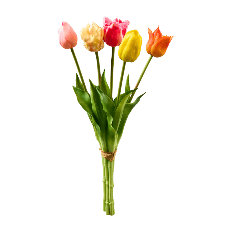 Bouquet de 5 tulipes de différentes couleurs 48cm - Eclaircie - Grossiste fleurs artificielles
