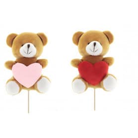 Paquet de 6 ours sur pic (assortiment 2 couleurs) - Calin - Grossiste peluches