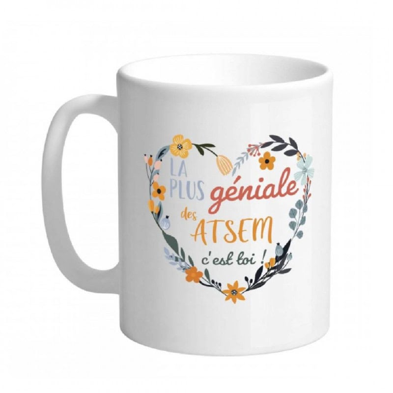 Mug floral "ATSEM génial" - Atsem - Grossiste cadeaux