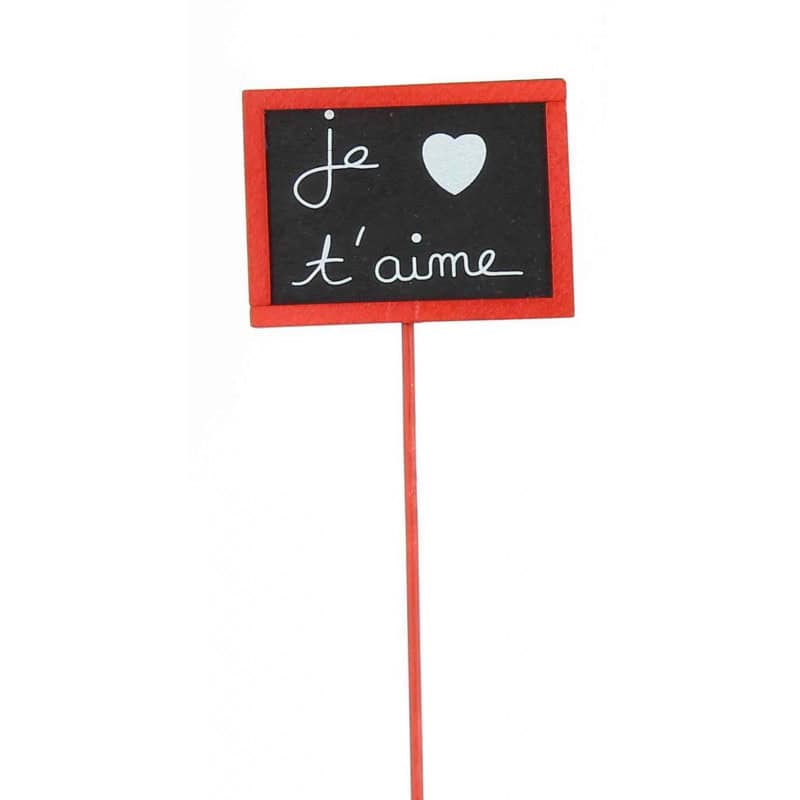 Paquet de 12 pics rouge - Je t'aime - Grossiste accessoire composition