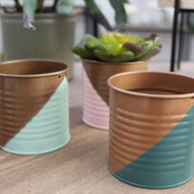 Cache-pot rond en zinc bicolore plusieurs tailles - Flash